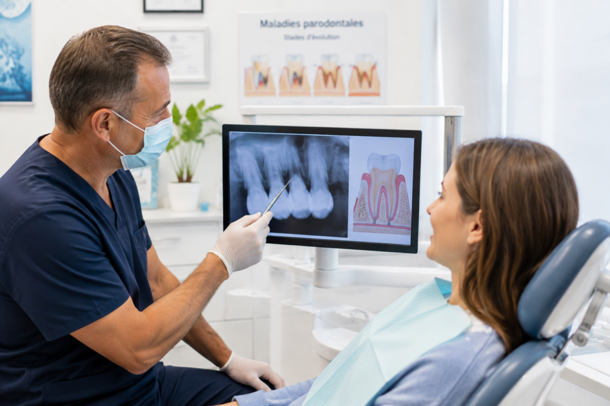Dentiste présentant un bilan de parodontologie près d’Apt à une patiente